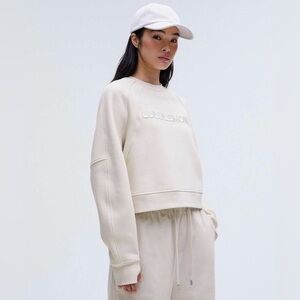 Lululemon Scuba Oversized Pullover Wordmark Sweatshirt in Bone Women's XL/XXL